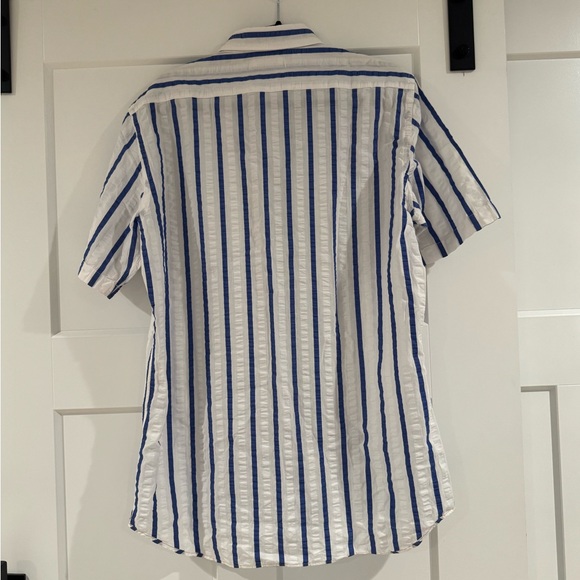 Borgo28 White and Blue Striped Casual Shirt - Picture 5 of 9